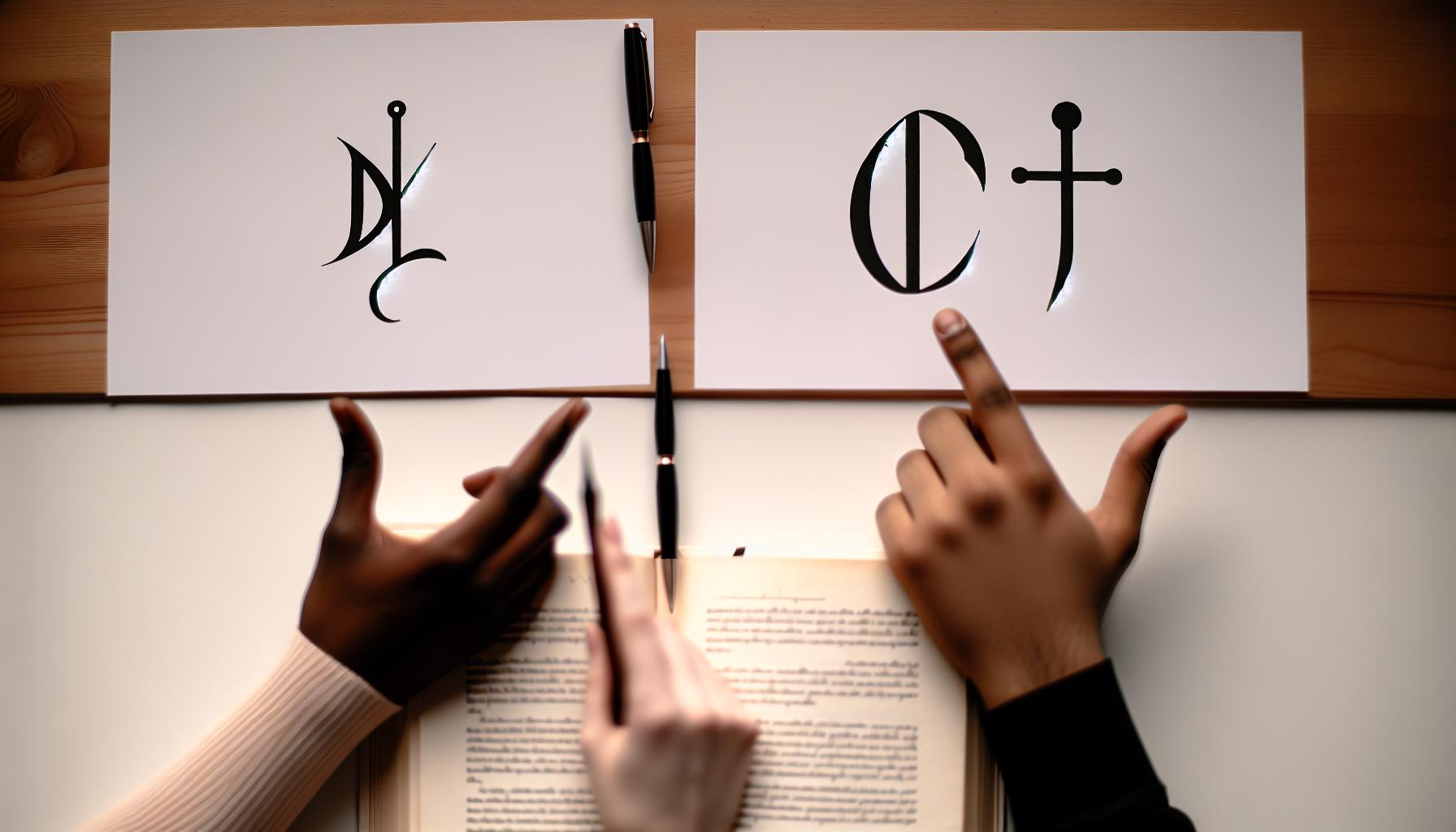 Rozdíl mezi symbolem † a ‡