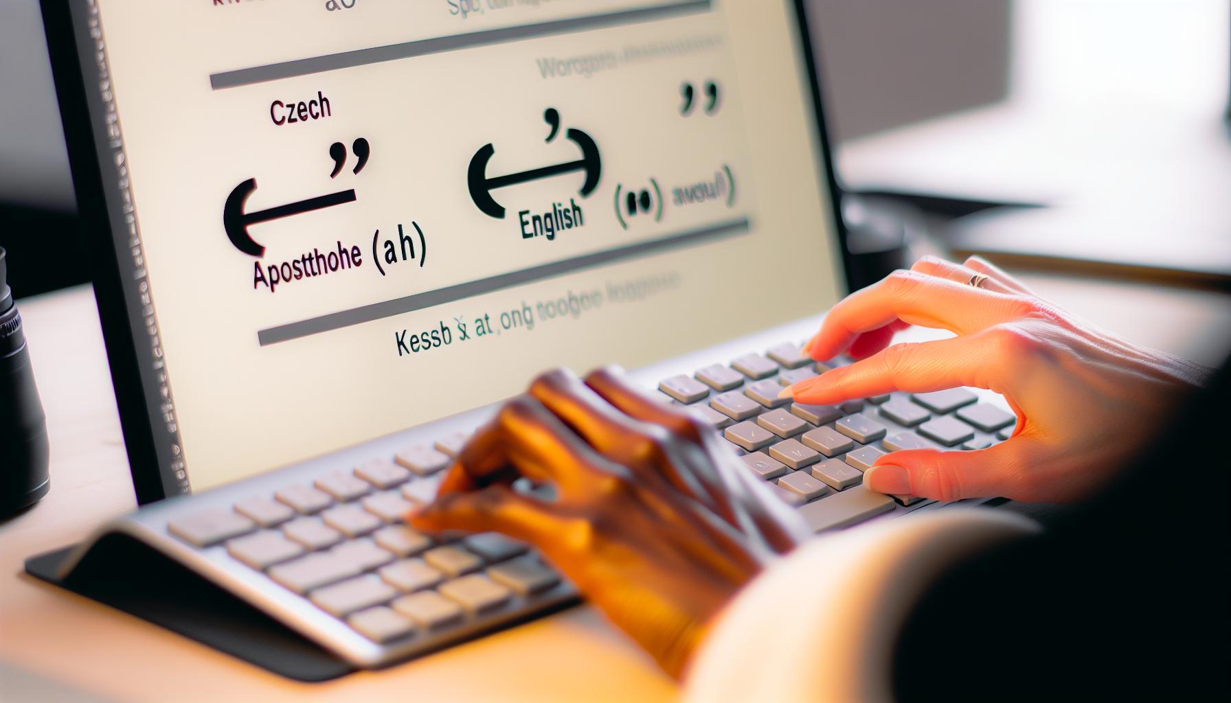 Apostrof klávesová zkratka: Český vs anglický apostrof