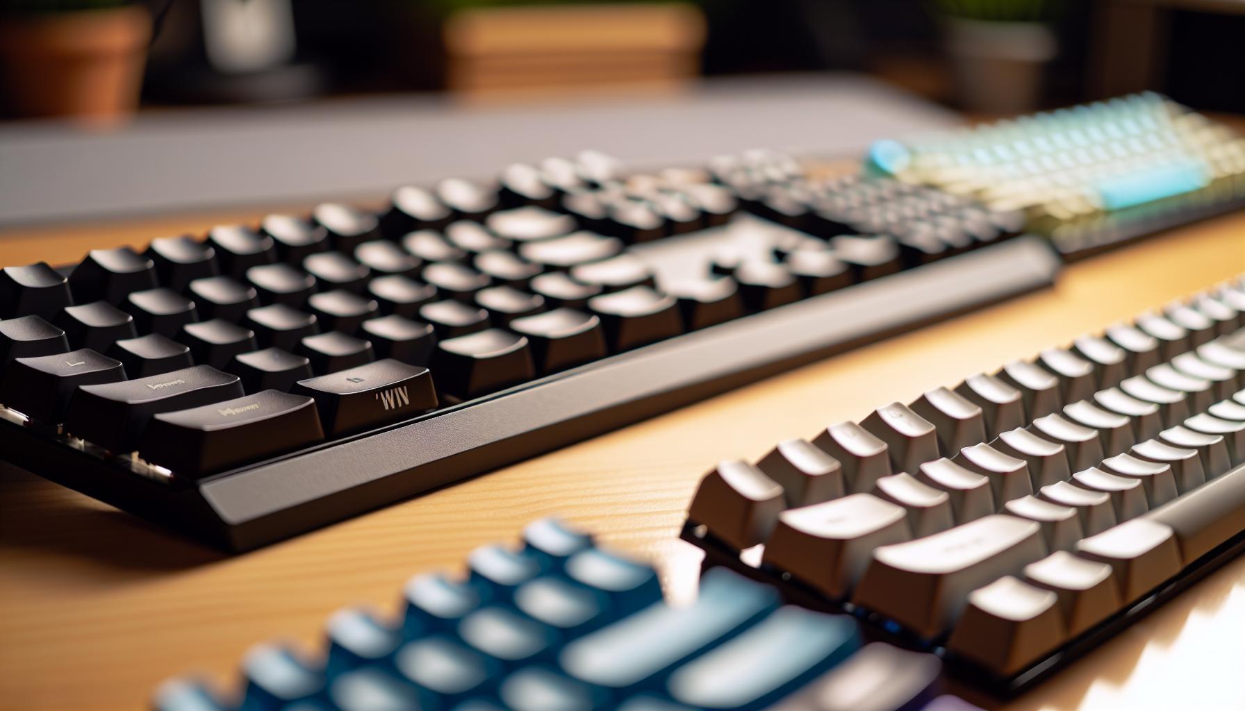 Různé typy klávesnic a umístění klávesy Win